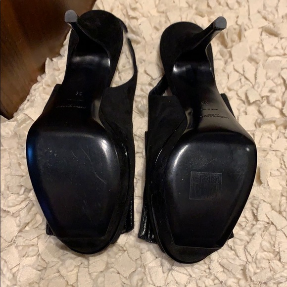 YSL black suede open-toe slingback heels - Picture 4 of 7